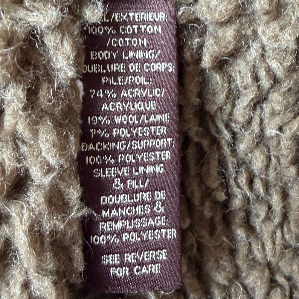 Abercrombie & Fitch Khaki Adirondack Jacket with Sherpa Collar Men Size Small - Picture 9 of 12